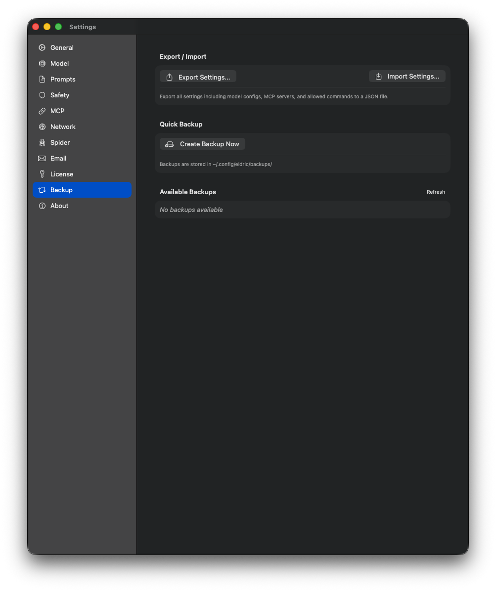 Backup Settings